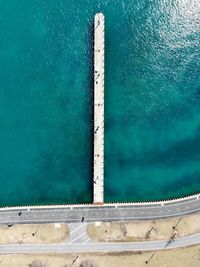 High angle view of swimming pool against sea