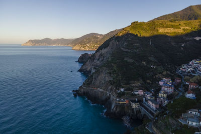 Scenic view of sea against clear sky