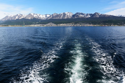 Scenic view of lake against mountains