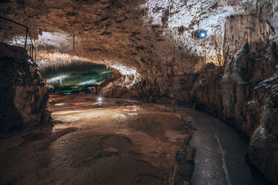 Water flowing through cave