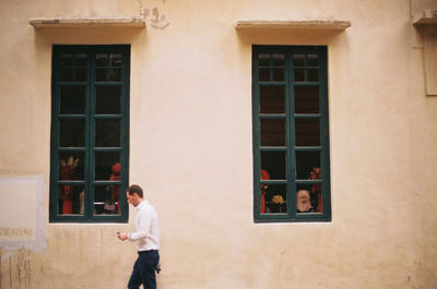 People walking in building