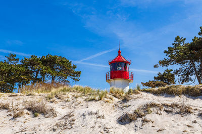 Low angle view of lighthouse against sky