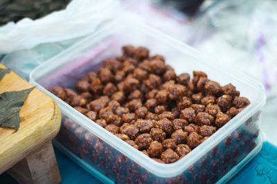 High angle view of food for sale in market