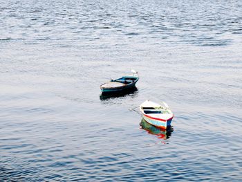 High angle view of boat in sea