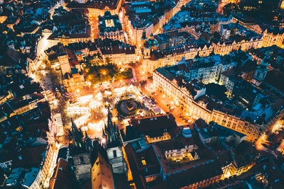 High angle view of buildings in city