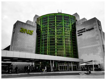 Low angle view of modern building against sky