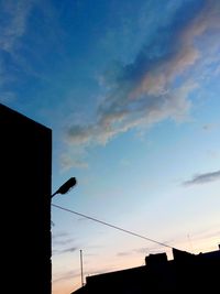 Low angle view of silhouette buildings against sky during sunset