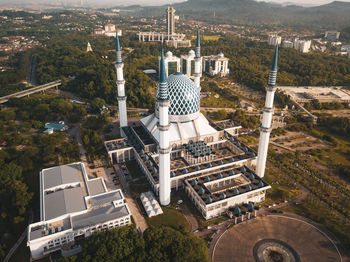 High angle view of buildings in city