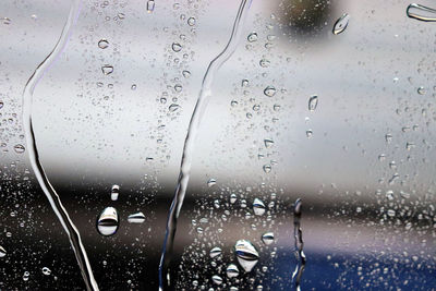 Full frame shot of wet glass window