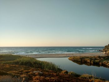 Scenic view of sea against clear sky