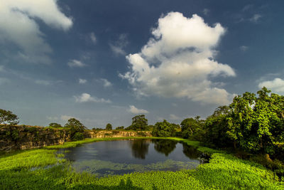 Scenic view of lake against sky