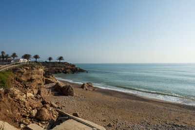 Scenic view of sea against clear sky