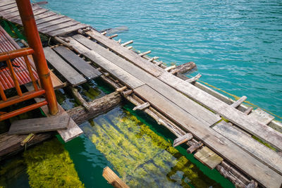 High angle view of pier over sea