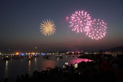 Firework display at night