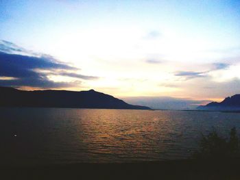 Scenic view of sea at sunset