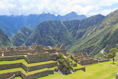 Scenic view of mountain range against sky