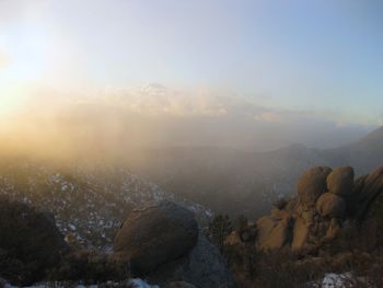 Scenic view of mountains against sky