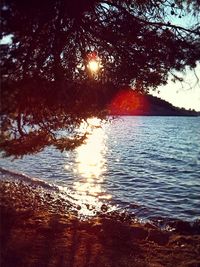 Scenic view of lake at sunset