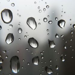 Close-up of water drops on glass