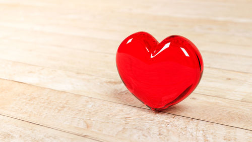 Close-up of heart shape on table