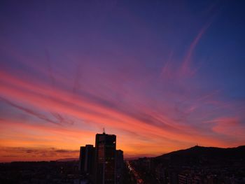 Silhouette buildings against sky during sunset