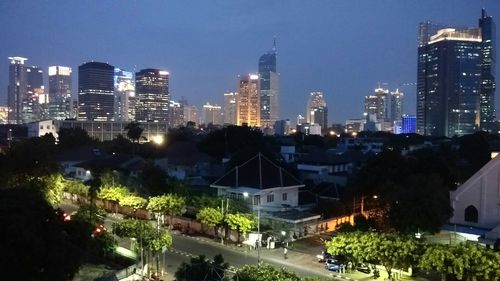 View of illuminated cityscape at night