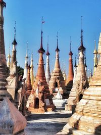 Panoramic view of temple building against sky