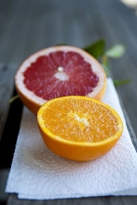 Close-up of orange on table