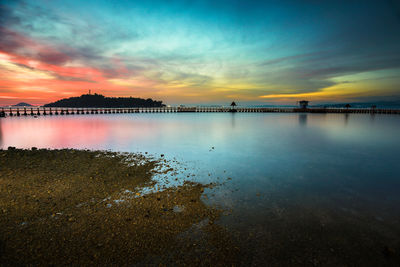 Scenic view of sea against sky at sunset