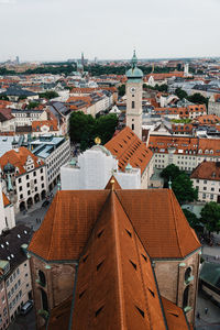 High angle view of cityscape against sky