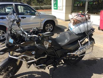 Motorcycle parked on road