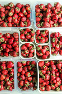 Directly above shot of strawberries in box