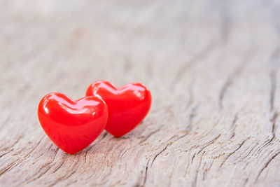 Close-up of heart shape on table