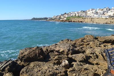 Scenic view of sea against clear sky