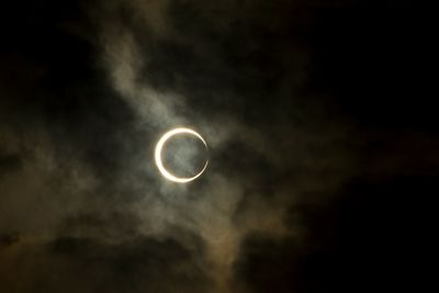 Low angle view of moon in sky