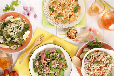 High angle view of meal served in bowl