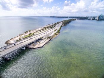 High angle view of sea against sky