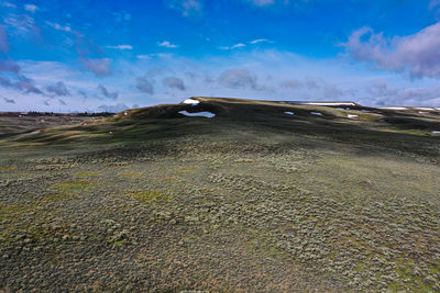 Scenic view of land against sky