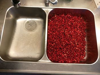 High angle view of water in container