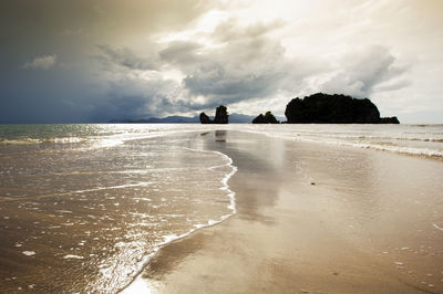 Scenic view of beach against sky