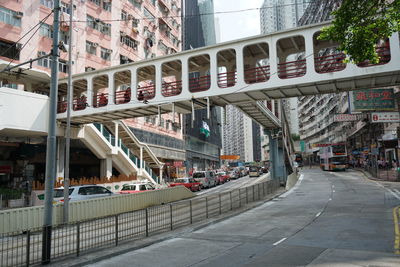 View of street and buildings in city