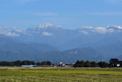 Scenic view of mountains against sky