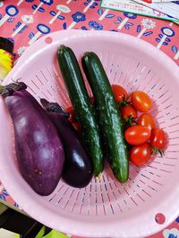 High angle view of tomatoes in plate