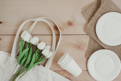 High angle view of food on table