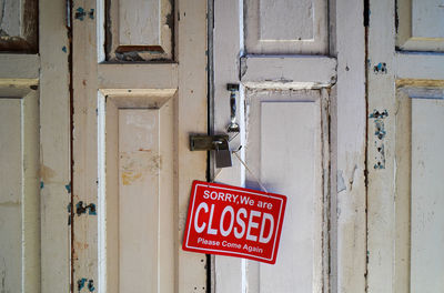 Close-up of closed door