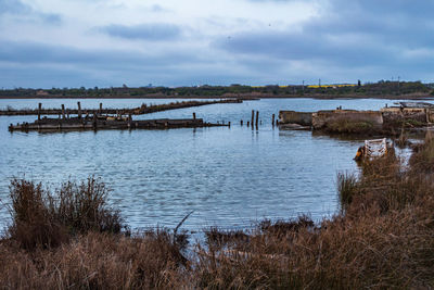 Scenic view of lake against sky