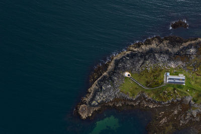 High angle view of rock on beach