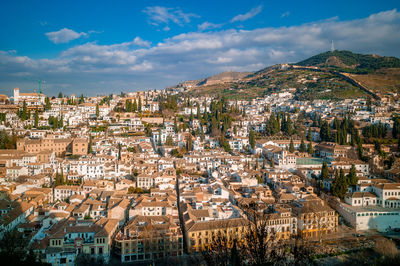 Aerial view of buildings in city