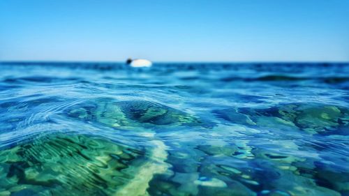 Scenic view of sea against blue sky