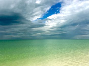 Scenic view of sea against cloudy sky
